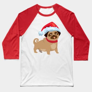 Christmas pug with hat Baseball T-Shirt